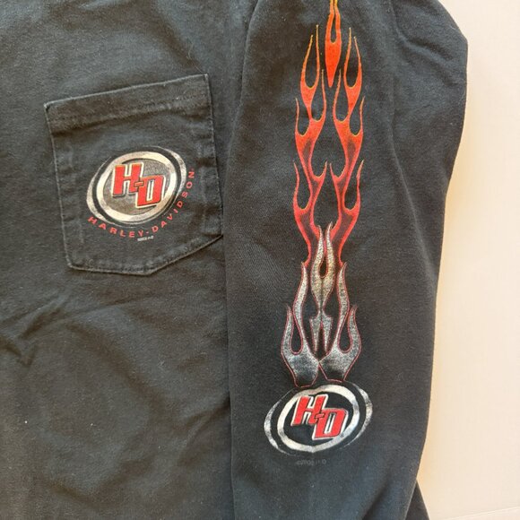 Vintage Y2K Harley Davidson 2005 Mann's Columbus Indiana Black Flames Size Large - Picture 4 of 7